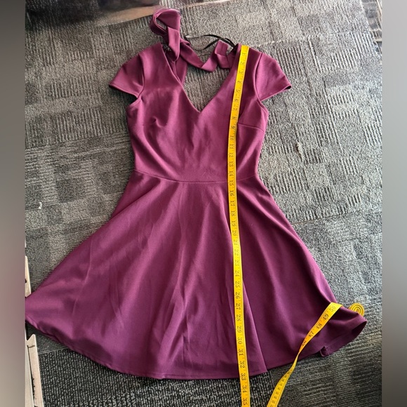 B.DARLIN Mini Dress Skater V-Neck Purple Size 5/6 - Picture 9 of 10